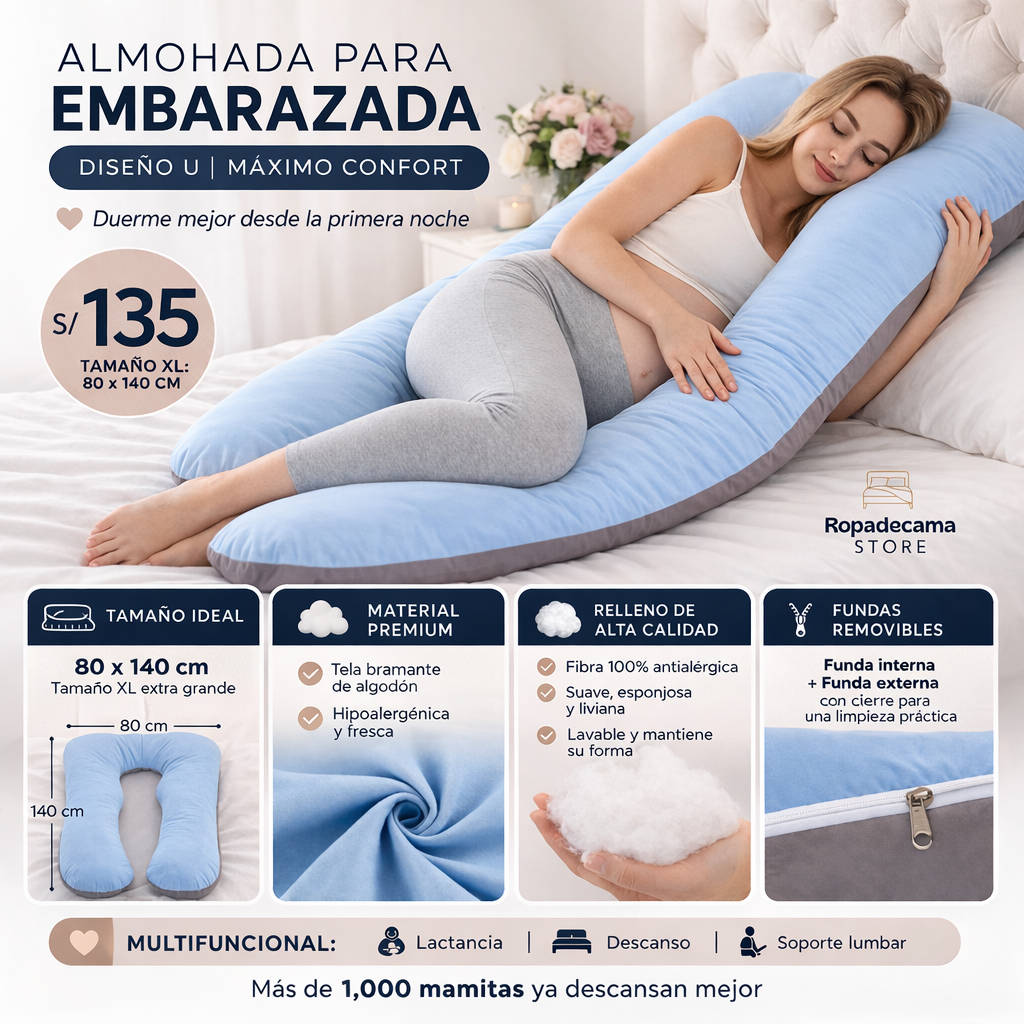 Almohada para Embarazada, Multifuncional, Diseño U