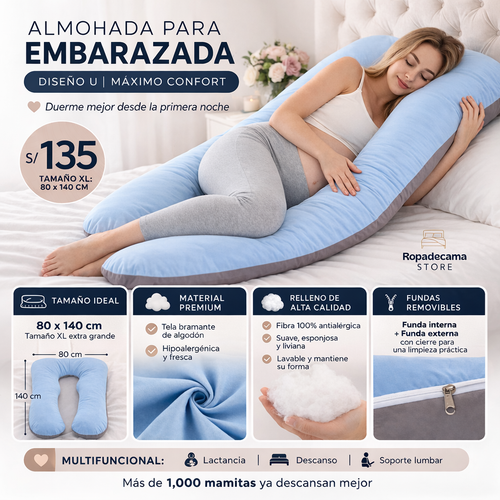 Almohada para Embarazada, Multifuncional, Diseño U