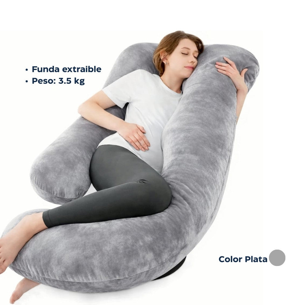 Almohada para Embarazada Diseño G 360° XL 80x145 cm – Soporte Completo en Terciopelo Premium